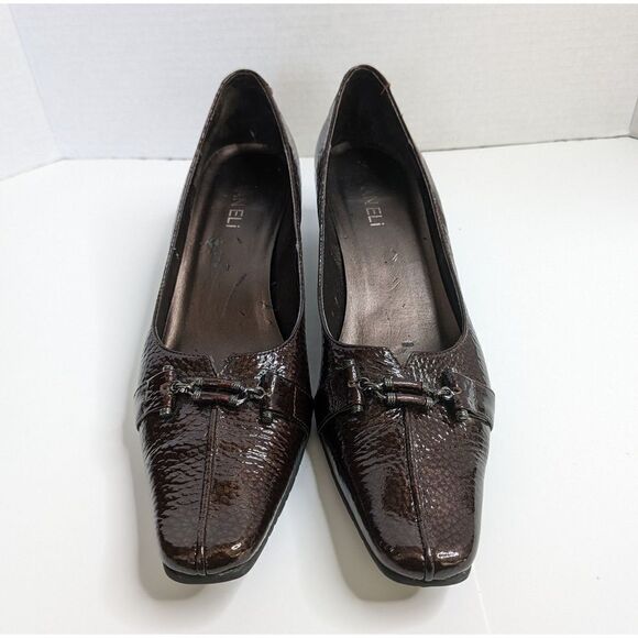 Vaneli Adsila Castagna Metallic Hammered Bronze Patent Leather Horsebit Pump 9.5 - Picture 4 of 8